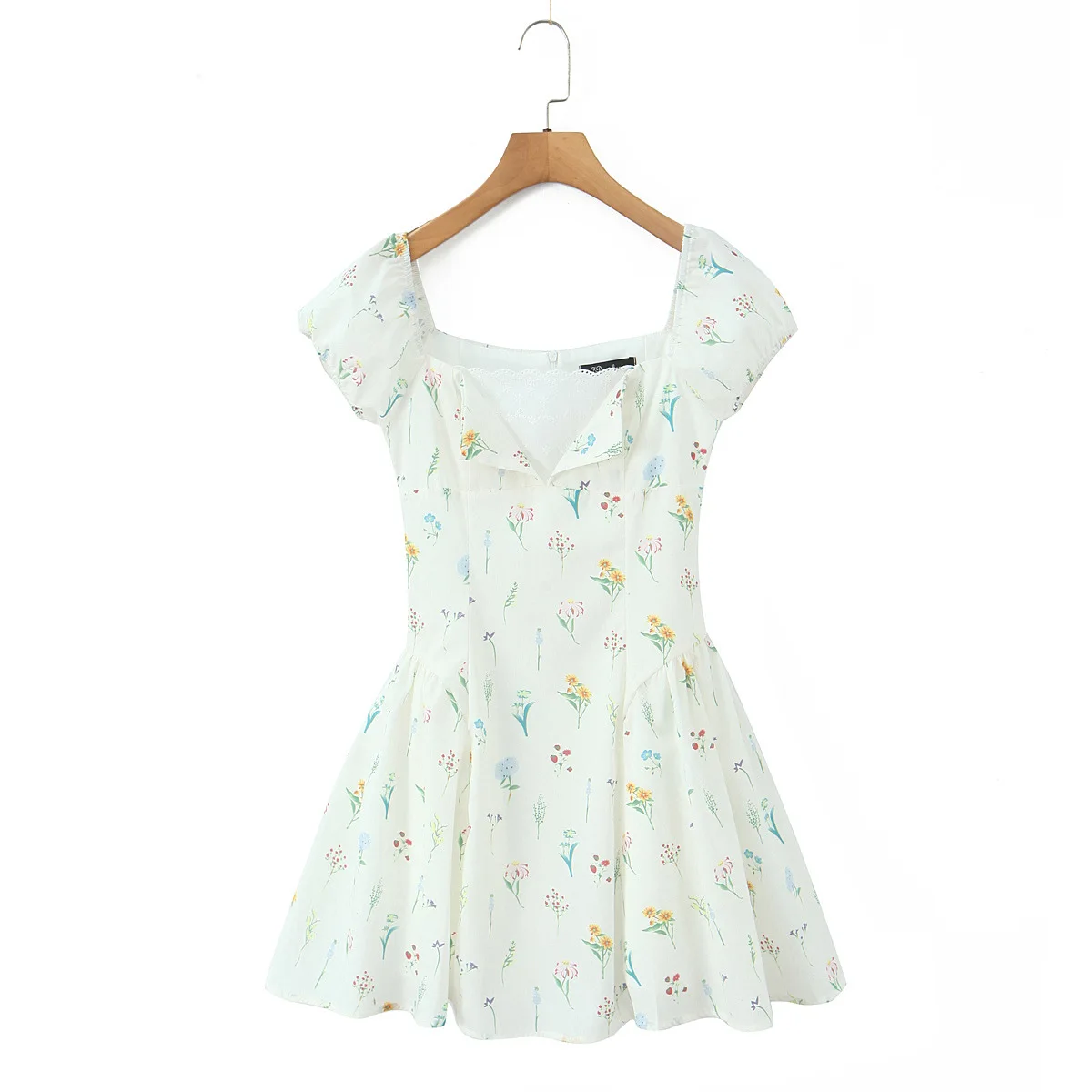 

New French Style Girl Sweet Floral Lace Patchwork Slim Waist Dress Elegant Casual Pure Desire Flower Print Dress Beautiful 48IU