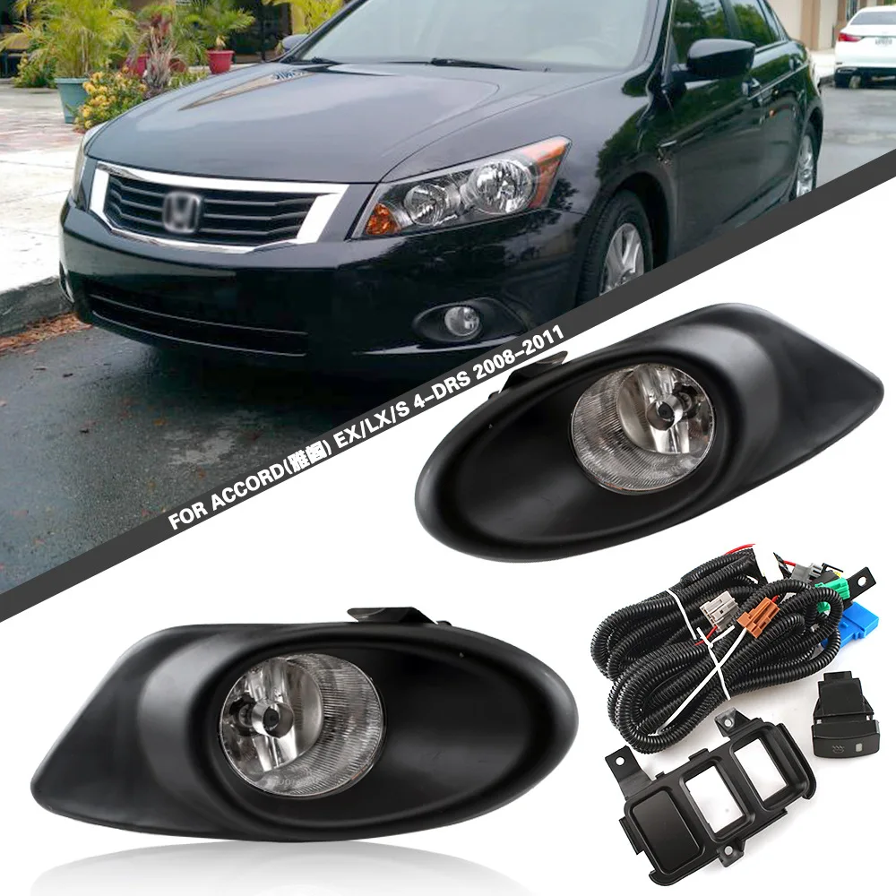 2008~2012y car bumper headlight for Honda Accord fog light y halogen bulb 4300K Wire of hanress Headlamp for Accord fog lamp