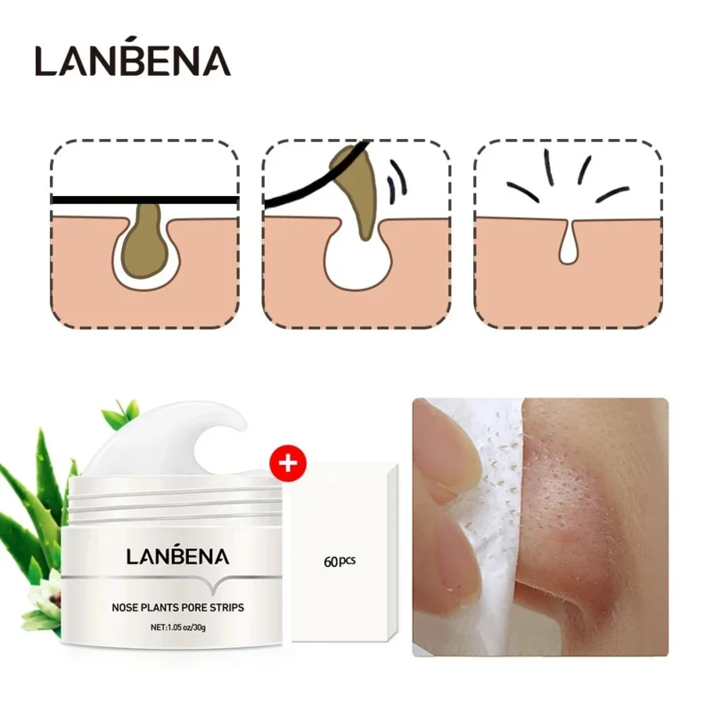 LANBENA Blackhead Remover Deep Cleansing Facial Mask Blackhead Remover Peeling Acne Treatment Nose Face Mask Skin Care