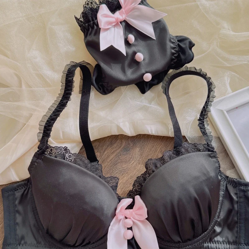 Yuqi Kawaii Japanese Lolita Lingerie Set - Cute Bow Bra Cover & Panties For  Small Chest, Pure Sexy Teen Girl Charm Xs-s Cup Bra - AliExpress 200574005