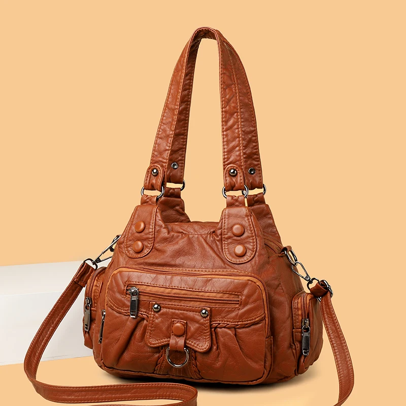 Vintage High Quality Leather Handbags Luxury Designer Handbag Ladies Hand Shoulder Crossbody Bags for Women New Soft Tote Bag