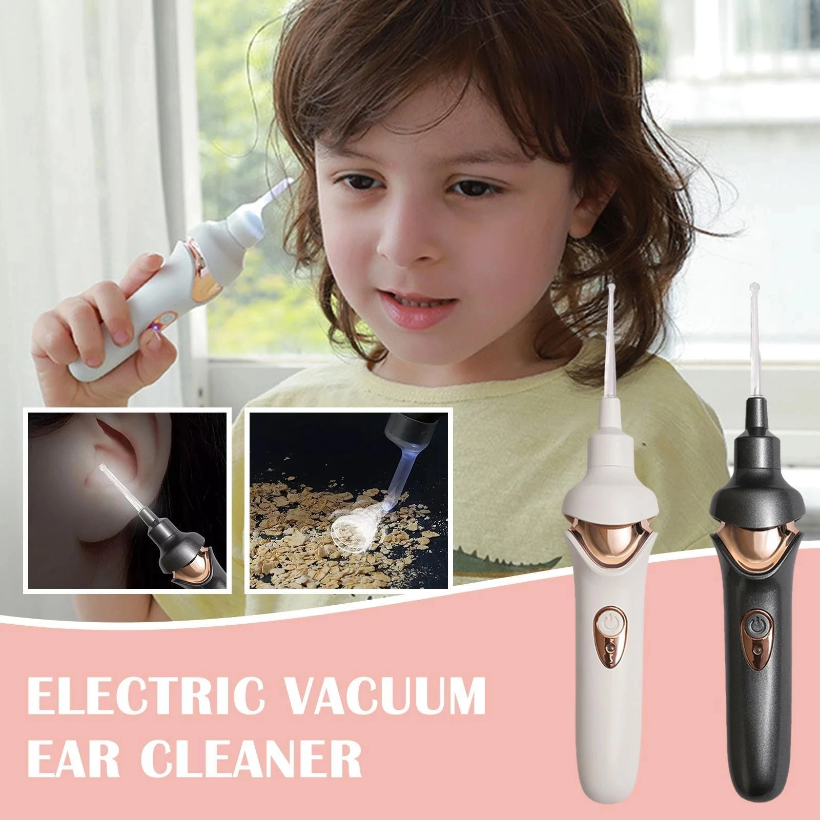 Electric Ear Cordless Safe Vibration Painless Vacuum Ear Wax Pick Cleaner Remover Spiral Ear Cleaning Device Dig Wax Earpick Car