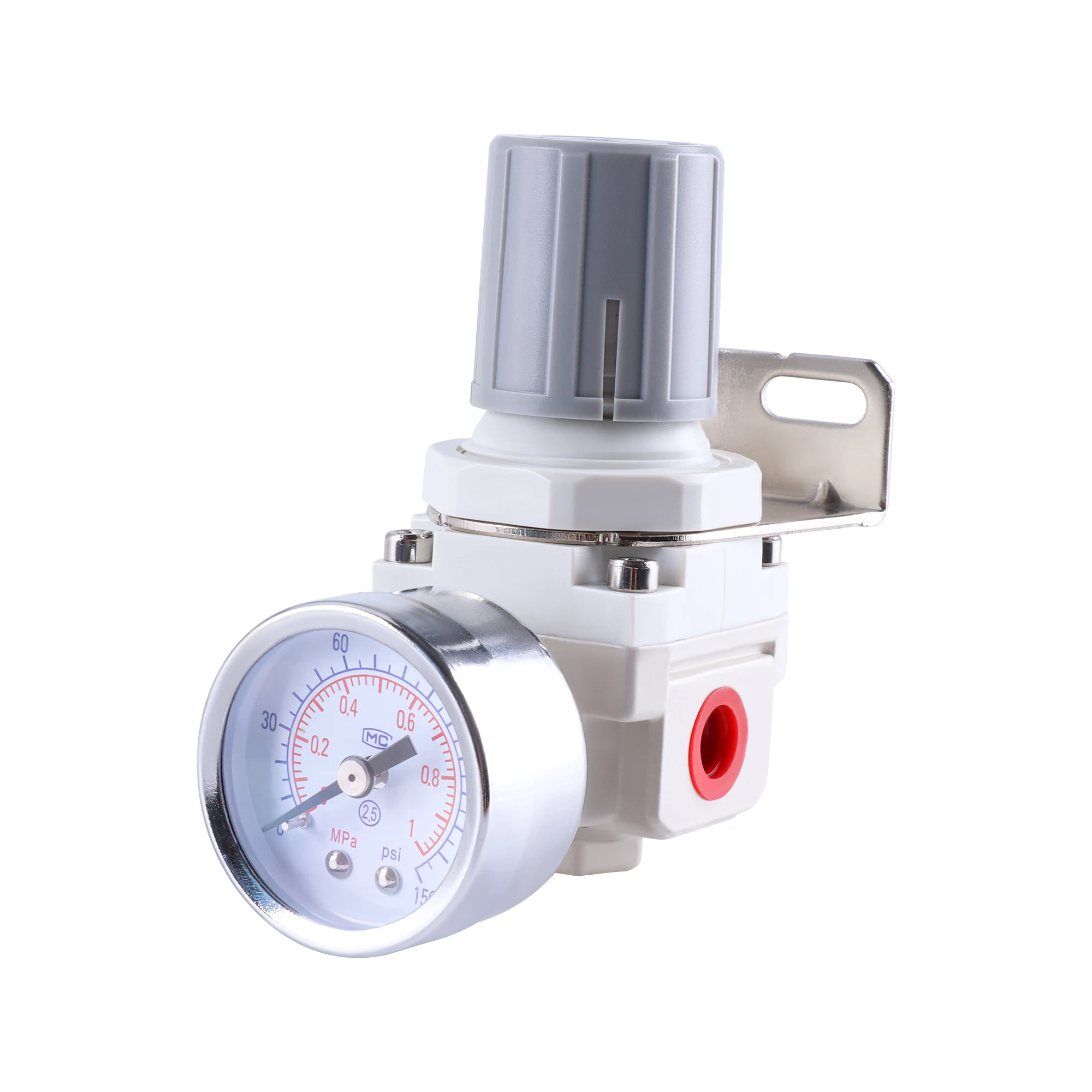 AR2000 1/4" NPT Riduzione del regolatore di pressione del compressore d'aria pneumatico per sistema di aria compressa Manometro protetto in acciaio da 150 PSI