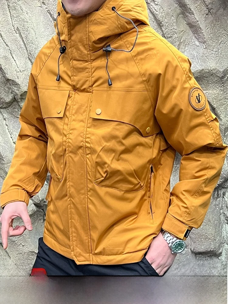 

Line Men's down Jaet White Du Feather Fill Outdoor Waterproof Winter Coat Zipper Closure Long Sve Regular Fit