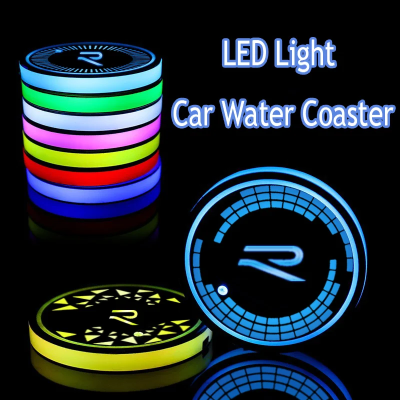 LED Car Luminous Water Cup Coaster Colorful Anti-Slip Coaster Lights for Volkswagen VW Rline R Line Logo Polo T4 CC Mk6 Beetle