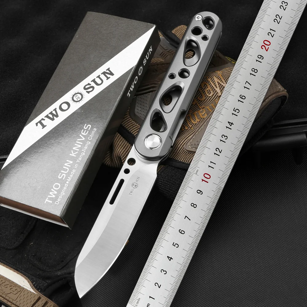 TWO SUN TS294 Folding Knife D2 Blade Titanium Alloy  Handle Kitchen Camping Outdoor Survival EDC Tools