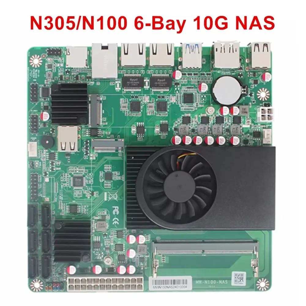 BKHD 1*10G 2*i226-V 2.5G Intel N150 i3 N305 Scheda madre NAS a 6 alloggiamenti 6 * SATA3.0 2 * NVMe 1 * DDR5 Router morbido Firewall Scheda madre ITX