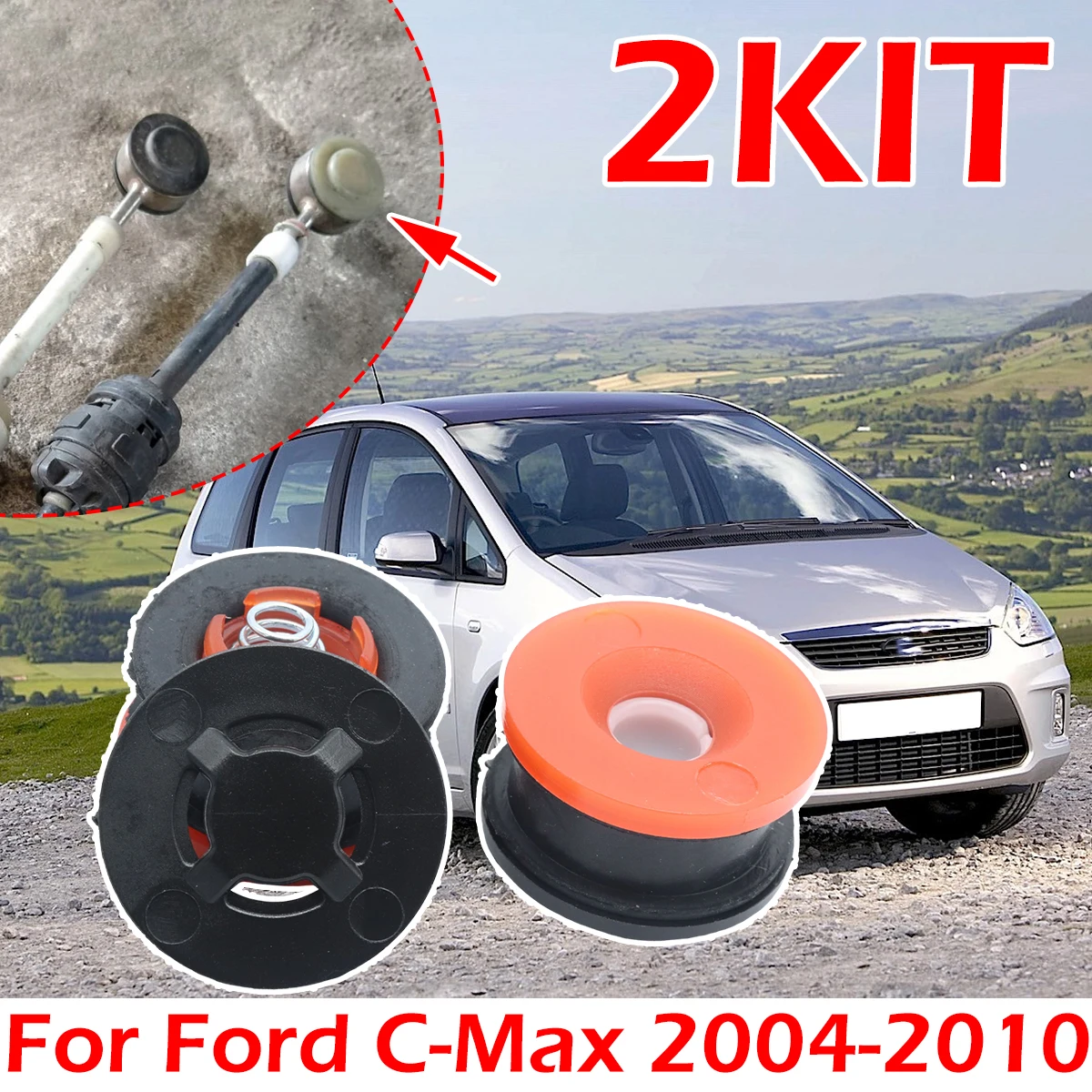 

2kit Gearbox Shifter lever Selector Bushing Grommet Gear Cable Linkage End Rod Pivot Connector For Ford C-Max 2004-2009 2010