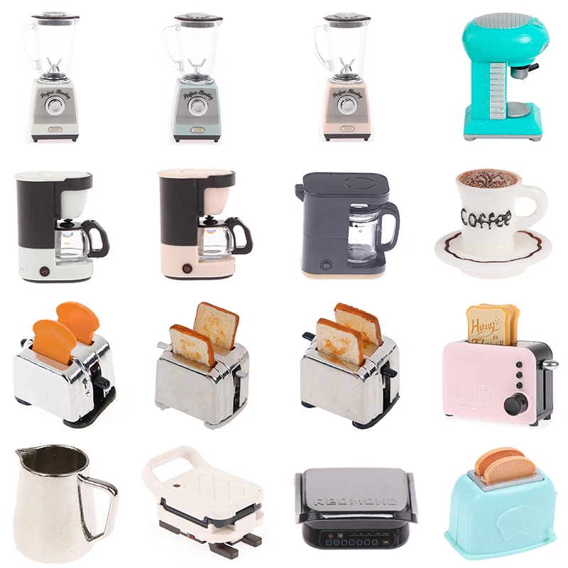 1: 12 Dollhouse Mini Decoration Simulation Coffee Machine Juice Extractor Bread Machine Kitchen Electrical Appliances Model Toys