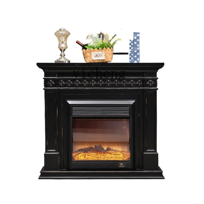 ZK Living Room Electric Fireplace Heater Household Fireplace Core Solid Wood Fake Flame Decorative Cabinet