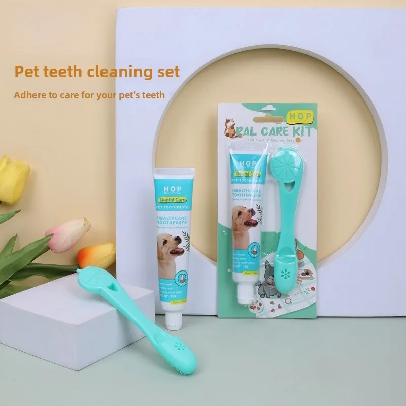 

Pet Toothbrush and Toothpaste Set for Dogs and Cats Oral Cleaning Set Finger Toothbrush Set Ideal for Pet Oral Hygiene