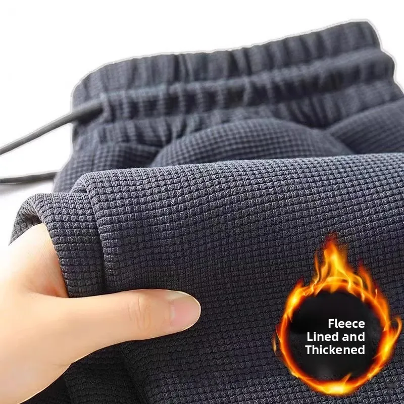 

Thiened Fce Lined Loose Fit Casual Pants for Men Warm Winter Workwear Straight Leg Polyester Fiber Youth Autumn Winter