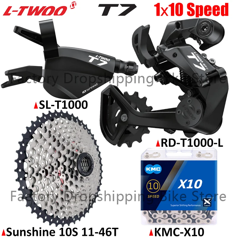 LTWOO T7 MTB Bike 1x10 Speed Kits L-Lock Cage Fixed Stabilize Damping Rear Derailleur SUNSHINE Cassette X10 Chains