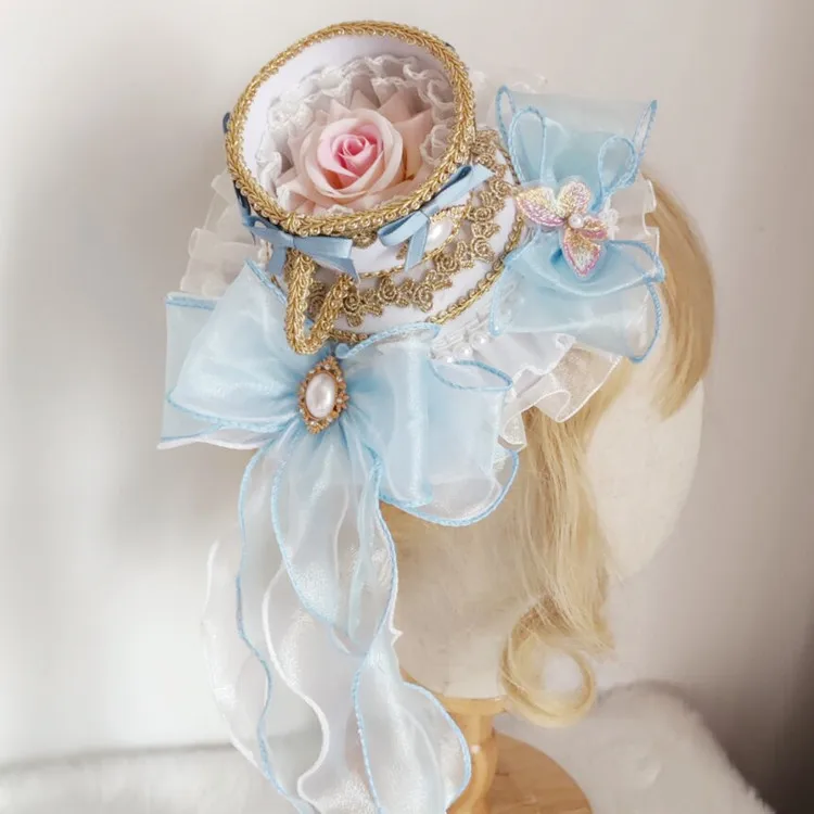 Lolita Tea Party Headdress Rococo Top Hat with Cup Saucer Design Spanish  Victorian Cosplay Elegant Floral Headpiece Halloween