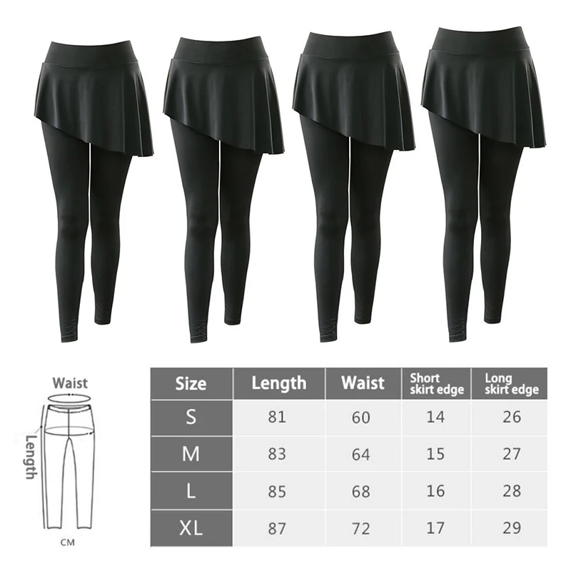 Women Elastic Yoga Pants With Skirt Fitness Leggings Workout Sports Running Leggings Girls Gym Wear Slim Pants