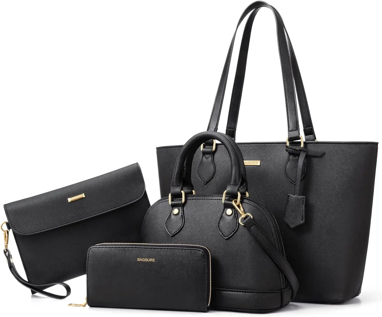 

4PCS Women Fashion Handbags Purses Wallet Shoulder Bags Casual Tote Bag Crossbody Bags, Handbag Set Gift for Ladies Girls