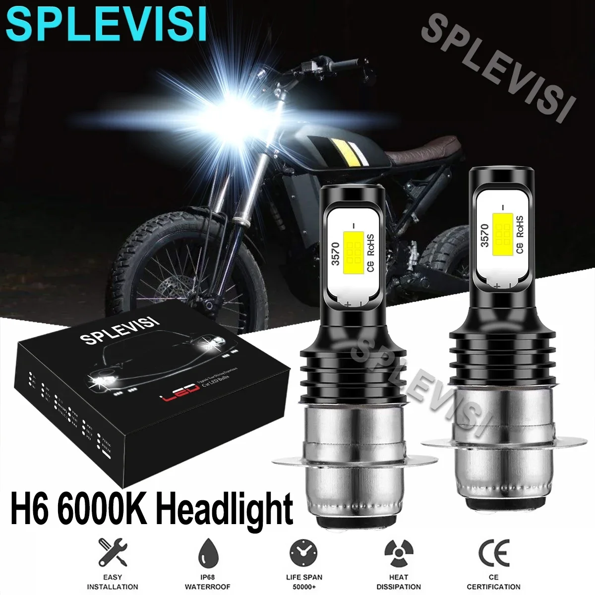 

2x 70W 6000K LED Headlights pure white For Yamaha YFM100 Champ 1987 1988 1989 -1991 Bear Tracker 250 1999 2000 2001 2002 2003