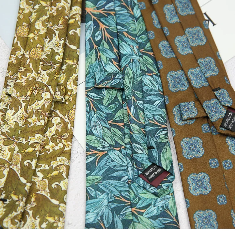 Linabiway Vintage Floral Printed Neck Ties for Men Suits Tie Gravatas Blue Mens Neckties For Business Wedding Men Ties