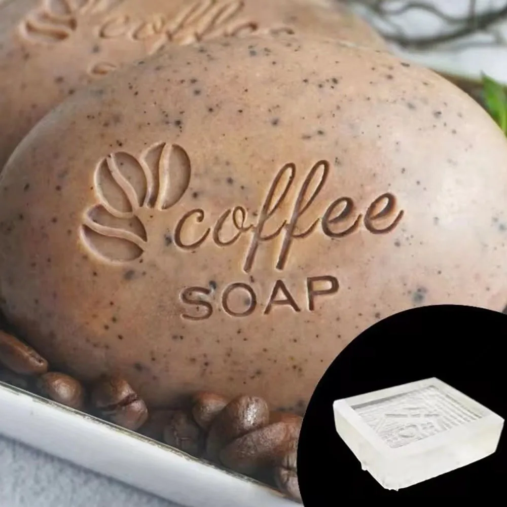 Coffee Beans Acrylic Soap Stamp Natural Transparent Custom Stamps For Making Soaps Chapter With Handle Handmade Seal Z0562KF