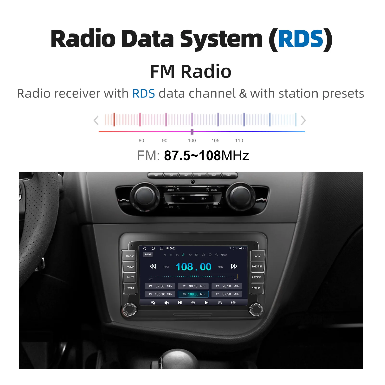 ESSGOO 7'' 32/64GB Android 15 Für Seat Leon 1P1 05-11 Touchscreen GPS Navi WIFI RDS Kabelloses Carplay Android Auto AI Sprachsteuerung Headunit – Detail 11