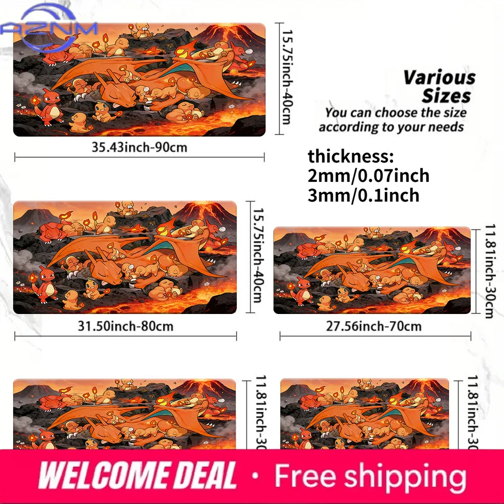 Charmander Evolution Volcano Gaming Mouse Pad Non-Slip Desk Mat