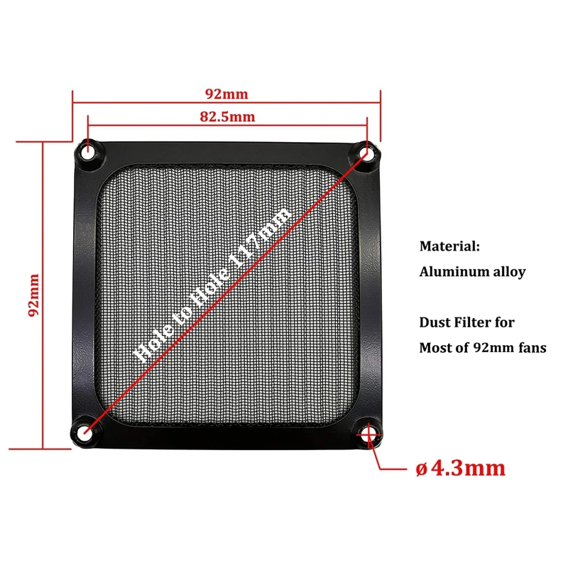 Computador Fan Filter Grills com Parafusos, Quadro De Alumínio, Ultra Fino, Malha De Aço Inoxidável, Preto, Desktop, 4 Pack, 90mm