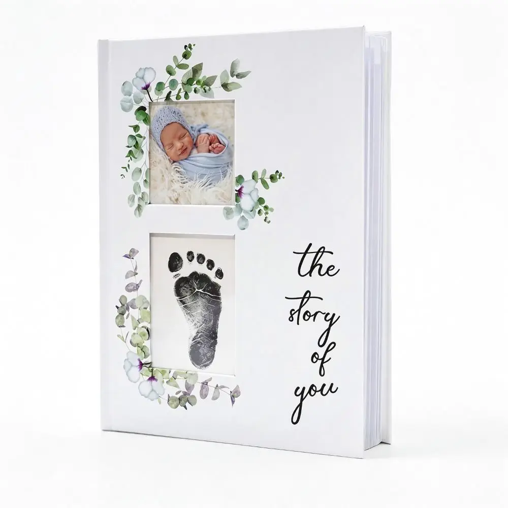 Premium Photo Inserts Memory Book Simple Design Linen Cover Milestone Book Modern Style Pregnancy Memory Record Newborn