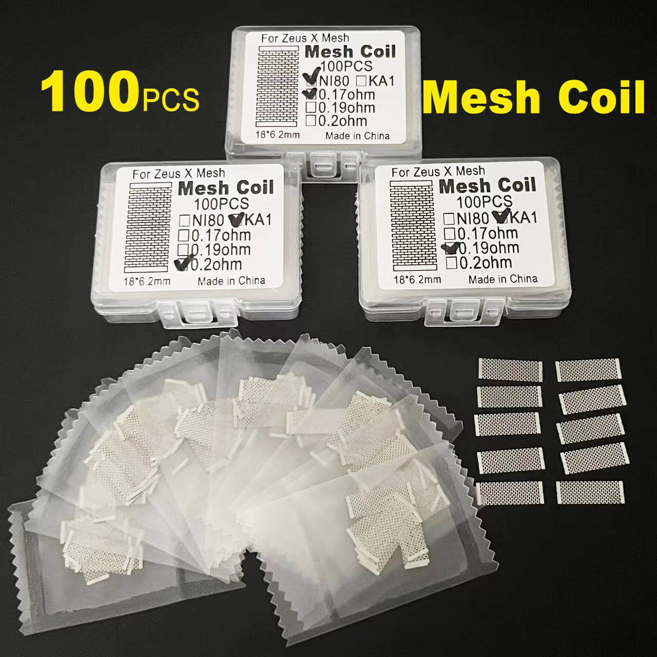 100PCS 3 Types Mesh Platform DIY Mesh Coil 0.18 0.19 0.2ohm fit for ZX Zeus  X Mesh/Kylin M/M Pro/Profile/Unity V1.5 Ni80/A1 II