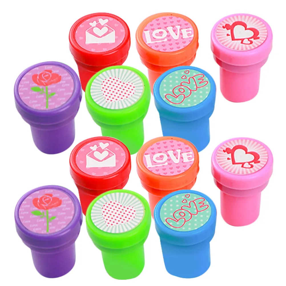 Valentines Heart Clear Impressions Portable Kids Stamps Party Favors Preinked Mini Stamps Girls Art Craft Supplies Self Ink