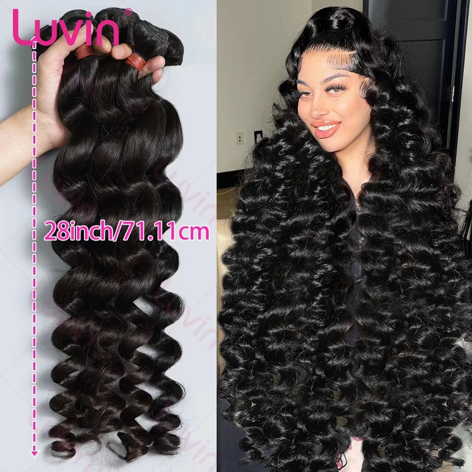 Luvin 30 40 Inch Loose Deep Wave Bundles 100% Human Hair Brazilian Remy Loose Wave Human Hair Bundles Hair Extensions Tissage