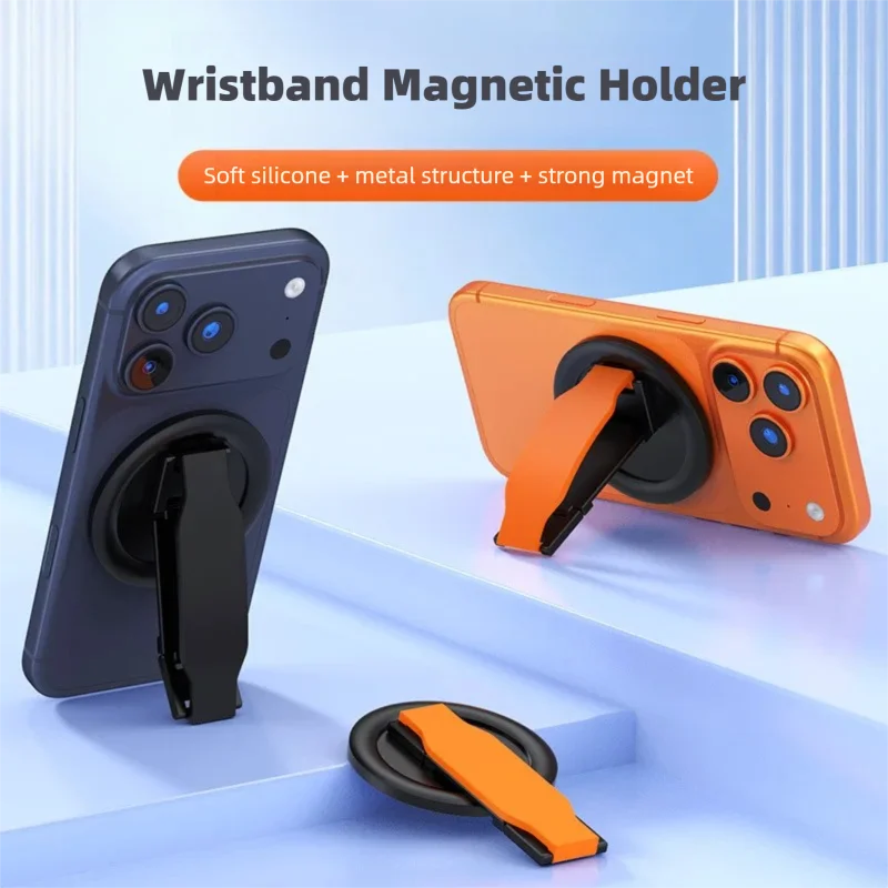 For Magsafe Cellphone Grip Magnetic Mobile Phone Holder Portable Foldable Stand Phone Ring Grip Tok Wristband Desktop Bracket
