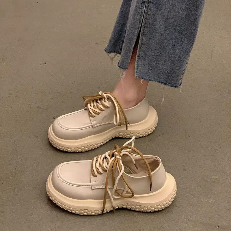 Buty Dla Kobiet Loafers Off White Woman Footwear High On Platform Lace Up With High Quality A New In Spring Jakość Tania Oferta