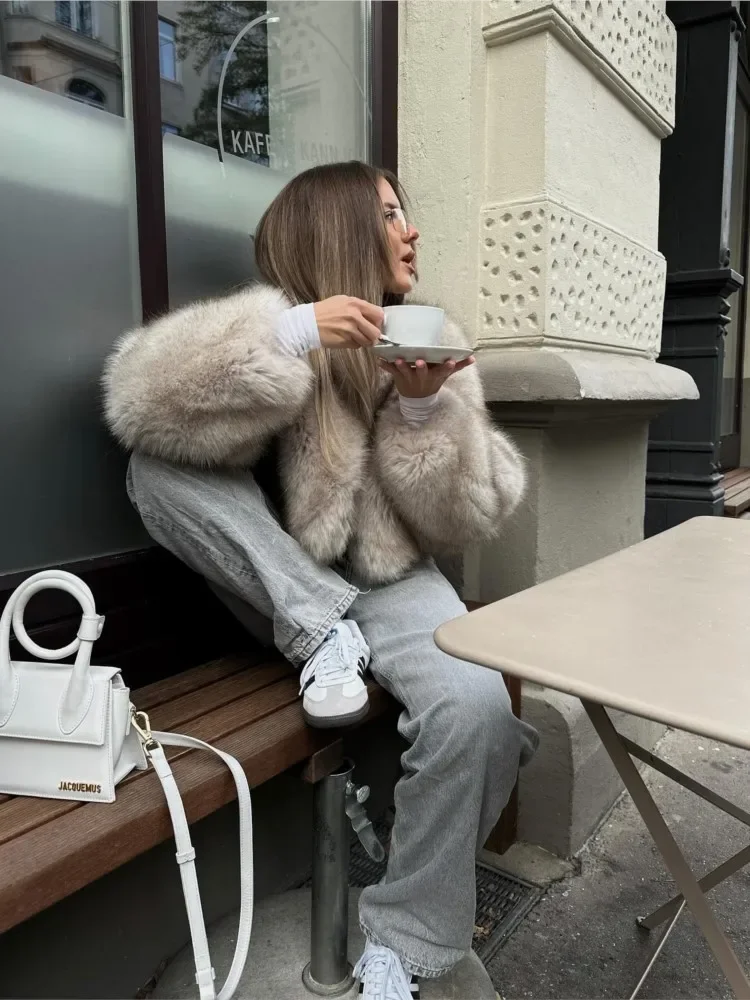 Luxury Pink Fluffy Faux Fur Coat Women Loose Long Sleeve Thicken Warm Jacket Female 2024 Fashion Elegant Winter Lady Outerwear