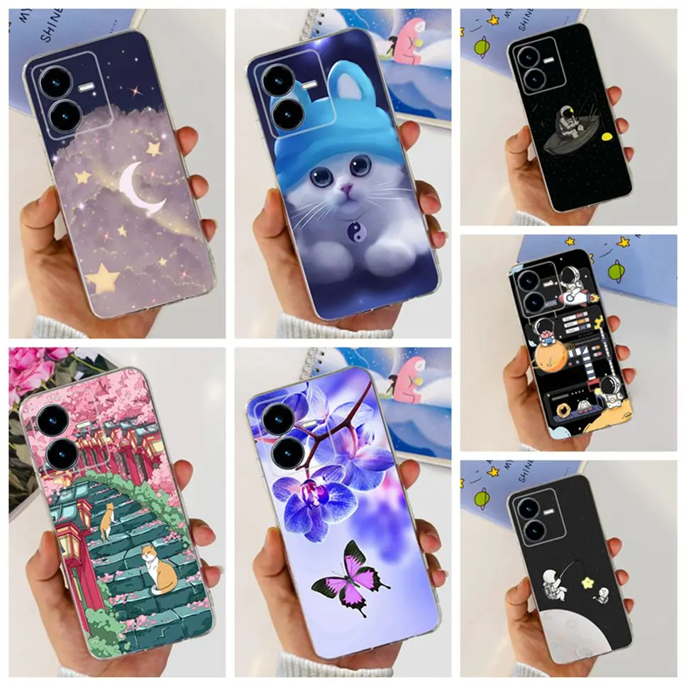 For Y22s 4G V2206 Case Fashion Painted TPU Silicone Soft Back Cover For Vivo Y22S 2022 Phone Case VivoY22 Y 22 Y22 s 4G Fundas