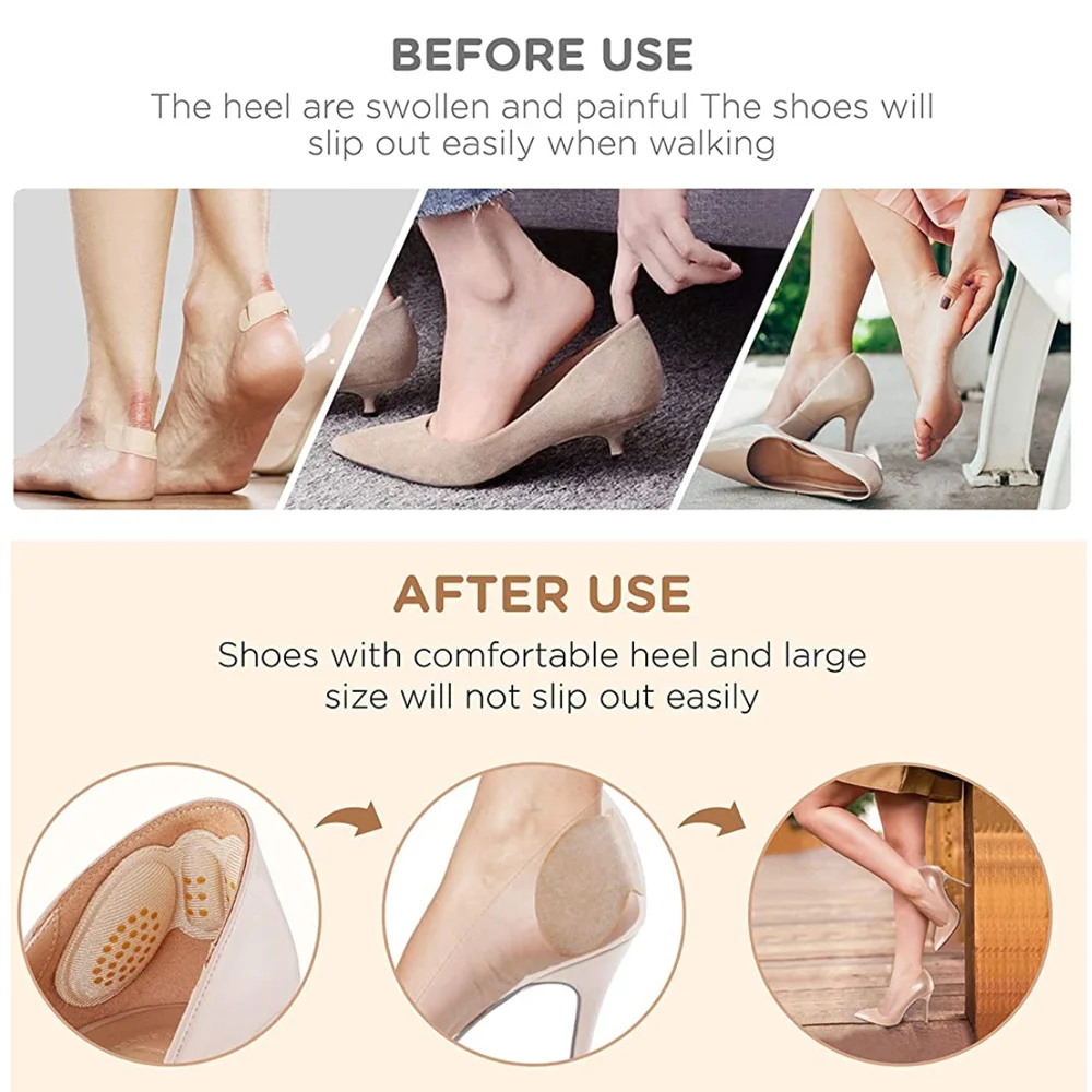 6 Pcs Silicone Heel Pads para Mulheres Shoes Inserções Pés Heel Pain Relief Reduzir Tamanho do Sapato Filler Almofada Padding for High Heels Li