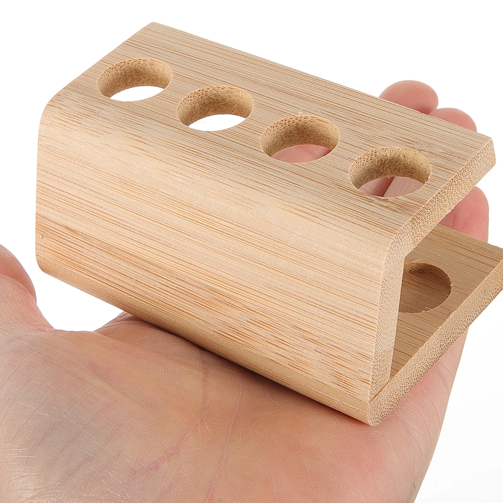 حامل فرشاة الأسنان من الخيزران 4 فتحات حامل كونترتوب للحمام منظم سطح المكتب متعدد الاستخدام فرشاة القلم حامل ماكياج #6