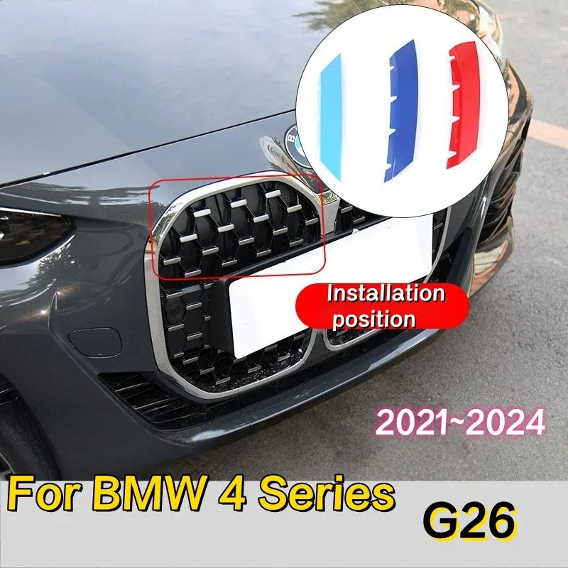 

Высококачественная наклейка на решетку автомобиля из АБС-пластика, накладка, зажим для BMW 4 серии G26 2021 2022 2023 2024, декоративные детали, аксессуары