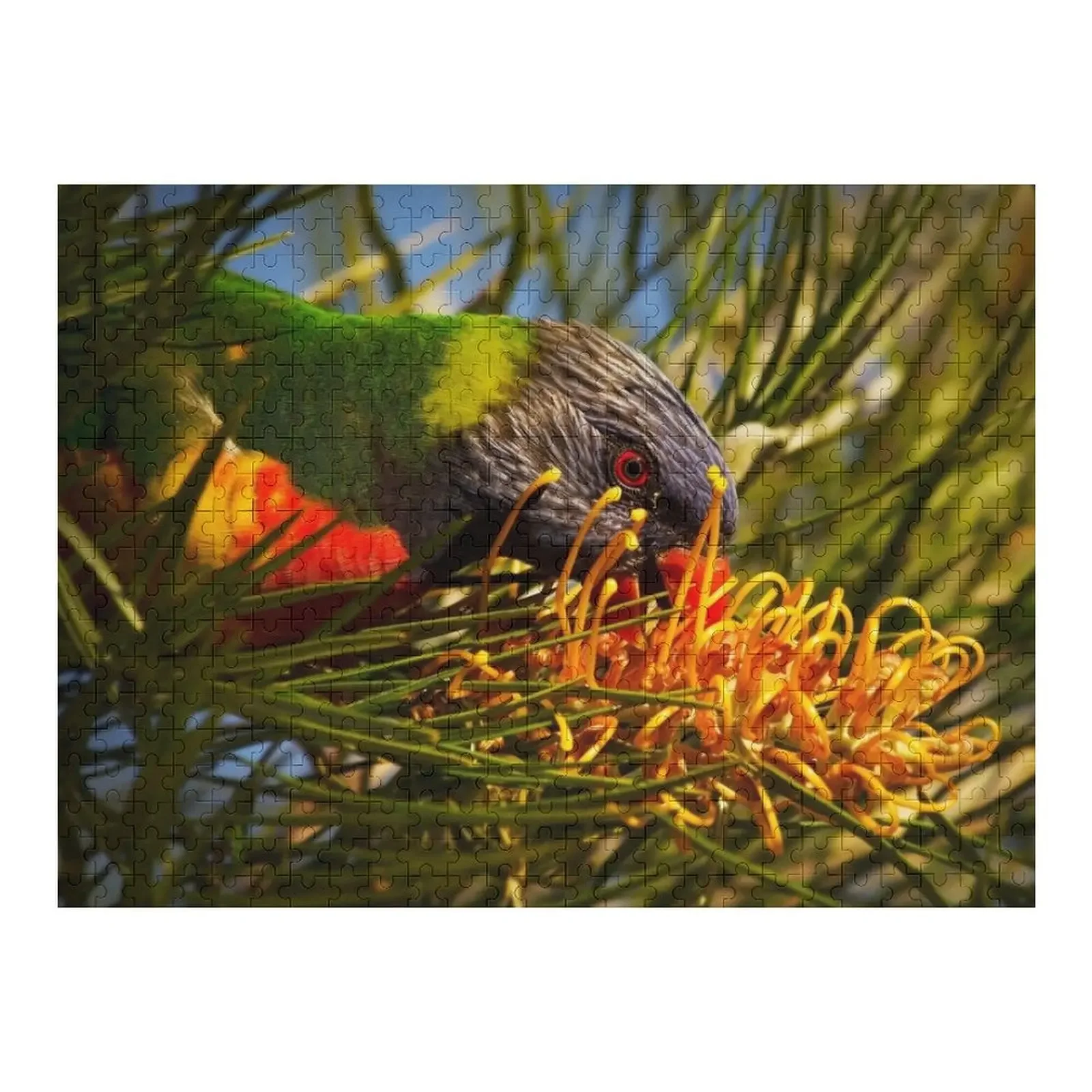 

Rainbow Lorikeet and Grevillea Honey Gem Jigsaw Puzzle Custom Wooden Name Personalized Gift Ideas Custom Kids Toy Puzzle