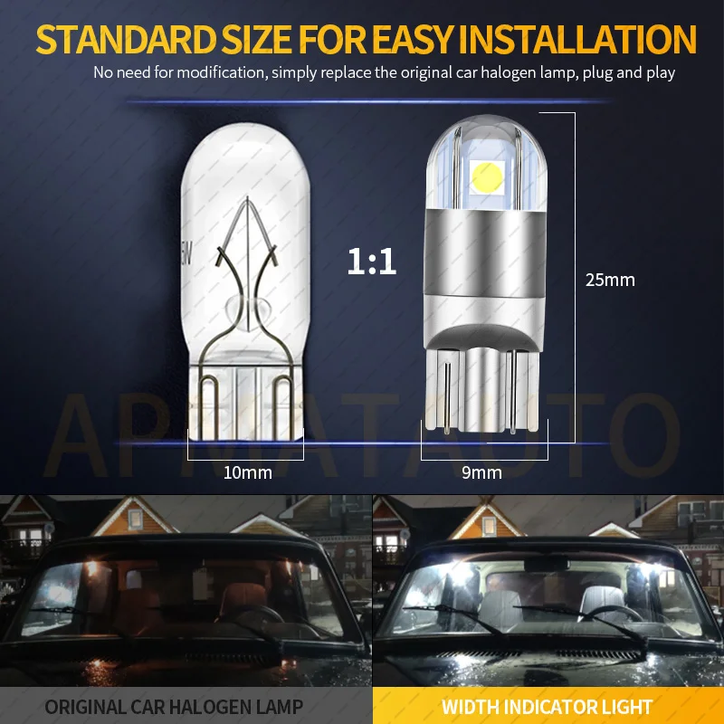 4pcs LED Clearance Light W5W T10 Canbus For Peugeot 1007 107 206 207 307 4007 4008 407 508 607 807 Bipper Tepee Expert Partner view 2
