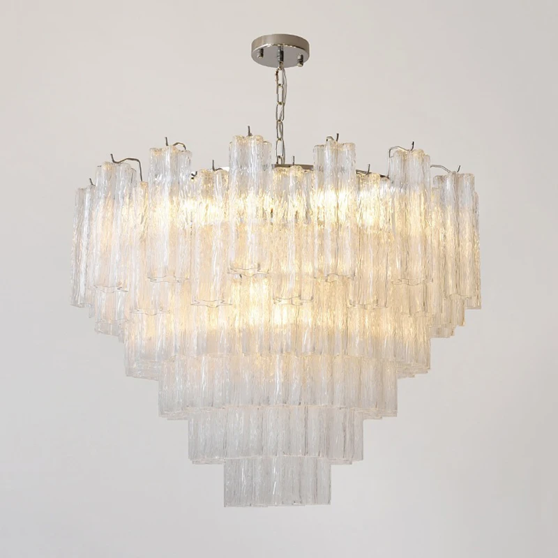 

Розовая прозрачная стеклянная люстра в французском стиле, светодиодный подвесной светильник для декора столовой