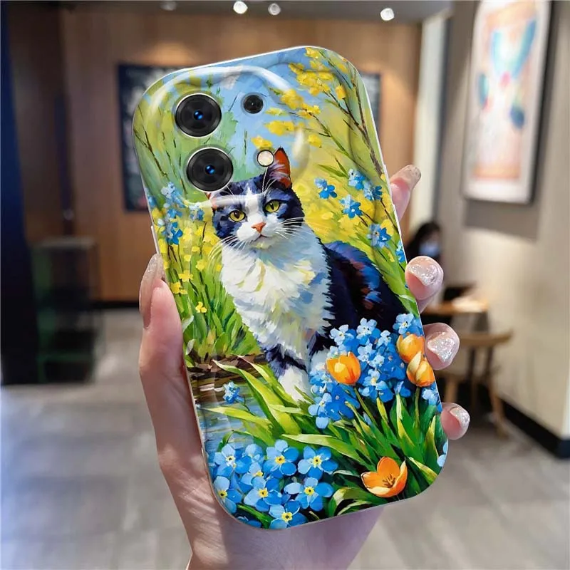 Chat ours chien Art populaire pour Xiaomi Redmi 9T 9A 9 9C 10 10C 12 13 13C 14C A2 A1 Plus K30 K40 K60 5G vague huile coque de téléphone