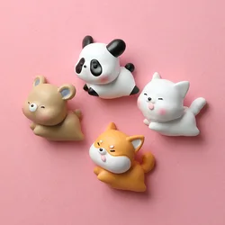 Small Animal Refrigerator Magnet Kitten Puppy Cartoon Panda Magnetic Suction Refrigerator Decorative Resin Magnetic Patch