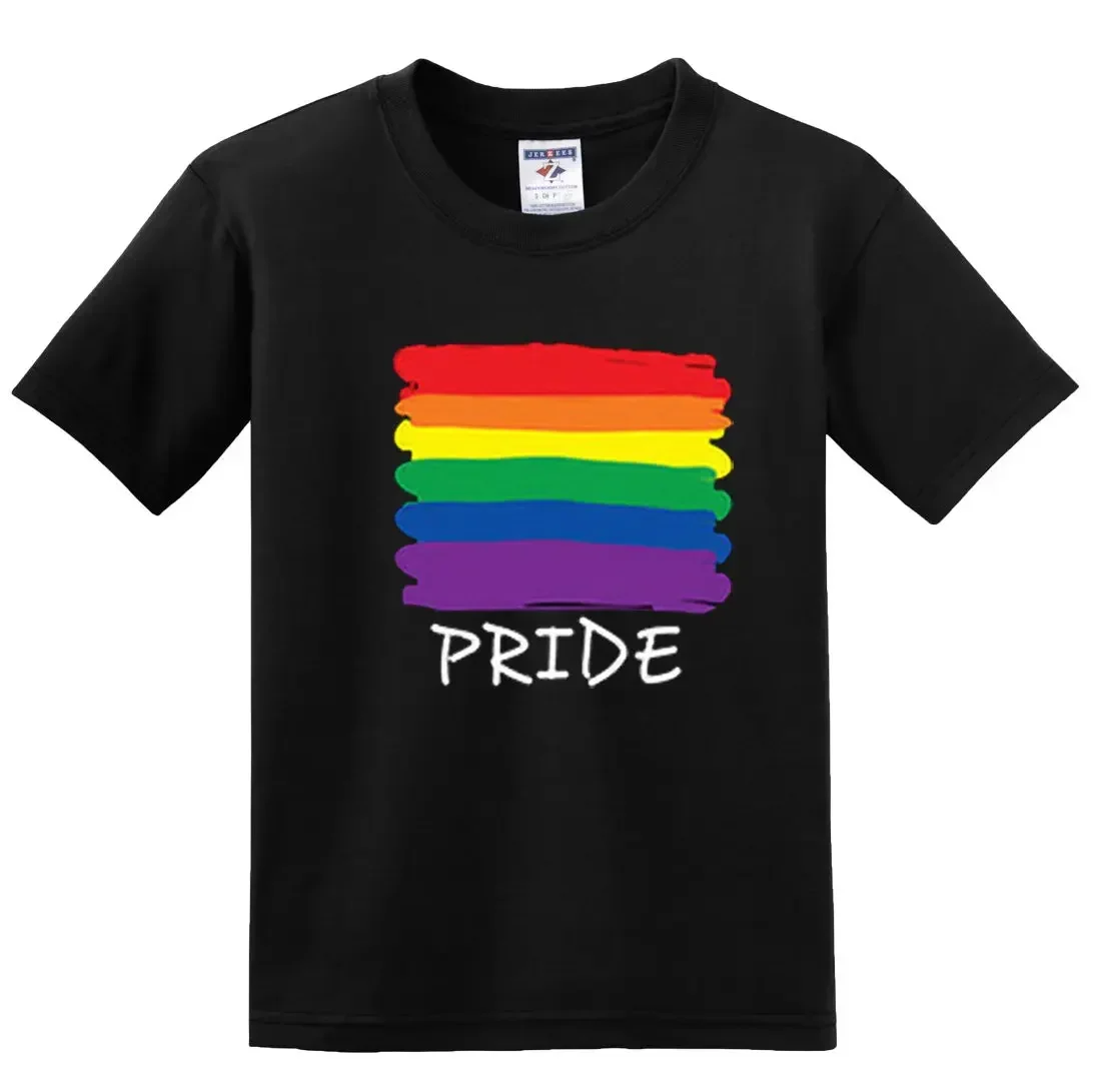 2019 New Short Sleeve Tee NEW! GAY PRIDE Rainbow Flag Gay Lesbian LGBT Pride T-shirts Black Male T Shirt