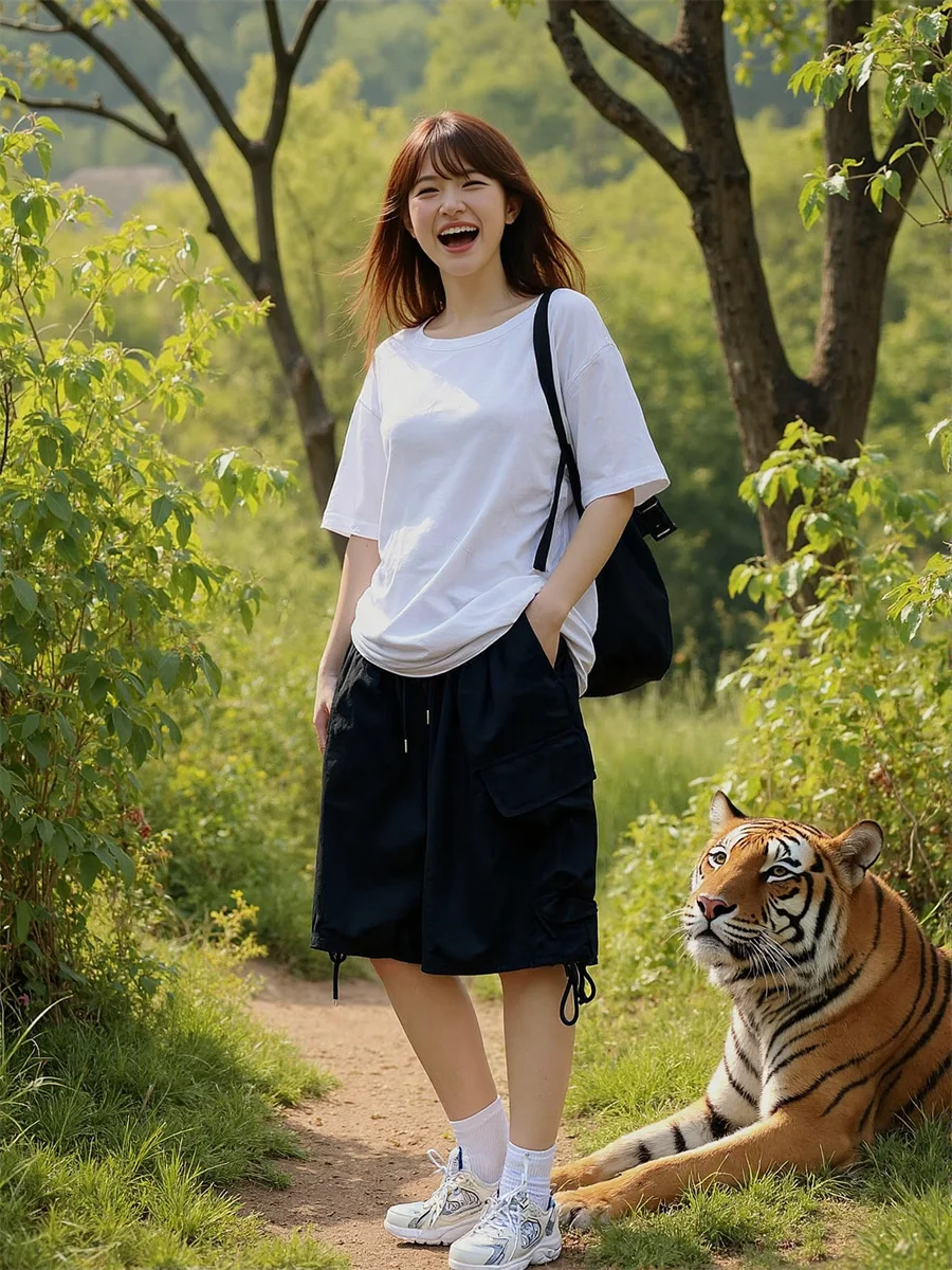 Shorts mit weitem Bein und mehreren Taschen für Damen, schwarze Spitze, Mini-Shorts, ästhetisch, niedlich, stilvoll, für Mädchen, Schule, Kawaii, Rüschen, trendige Slim-Fit