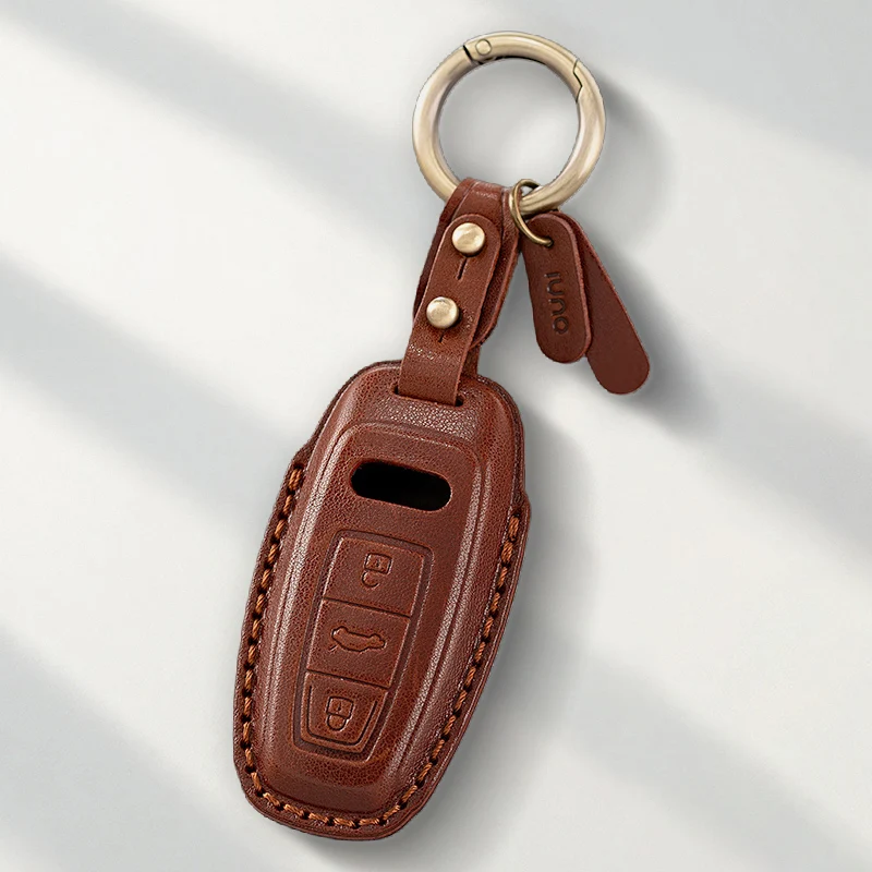 Genuine Leather Protector For Audi A4L A5 Q7 TT TTS A3 A4 B9 A6 A7 4K A8 E-tron Q5 Q8 C8 D5 SQ8 Key Case Cover Fob