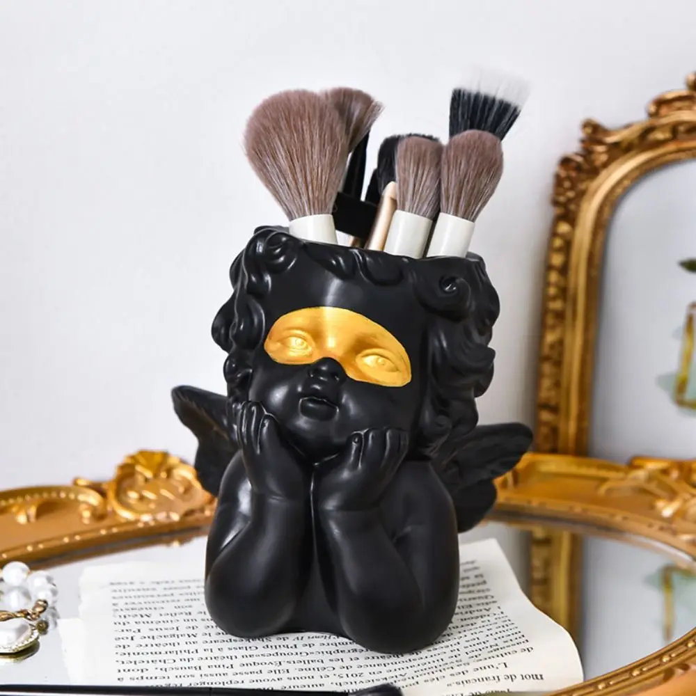 Creative Angel Pen Holder Cute Large Opening Makeup Brush Storage Bucket Funny Multi-Purpose Pencil Display Cup