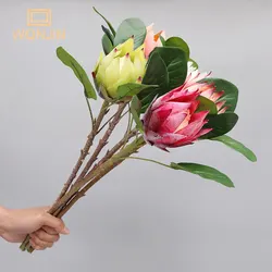 WQNJIN 55cm Big Single Branch Artificial Flower Plastic Fake Plants Monarch Flower Lotus Magnolia Home Wedding Party Decor