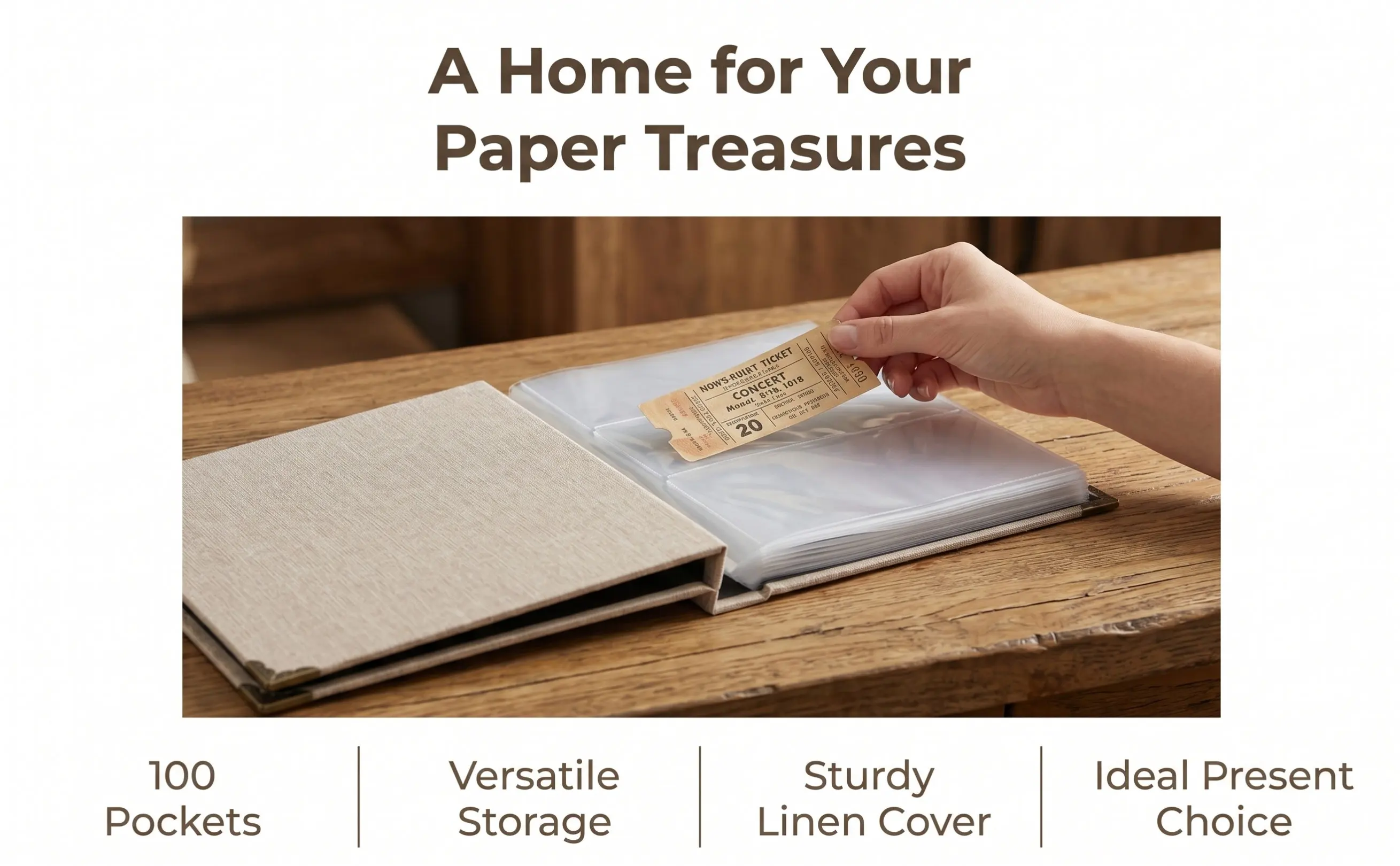 1 Multi-Functional Transparent Tickets Storage Album for Movie Concert Train Plane Tickets Cards Photos Bills Souvenirs