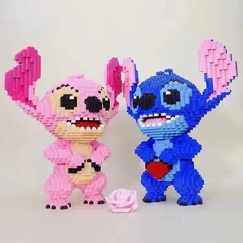 2025 Nya 33 cm byggstenar Anime Stitch stor storlek söt pedagogisk monteringsleksak bordsdekoration barn födelsedagspresent 10 best sales Lego Stitch - №2