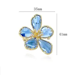 Fashion Crystal Flower Brooches For Women Elegant Colorful Rhinestone Petal Flower Brooch Pins Charm Office Party Jewelry Gifts